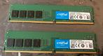 2x 4GB DDR4 RAM Sticks - Crucial, Computers en Software, RAM geheugen, Gebruikt, DDR4, 8 GB, Ophalen of Verzenden