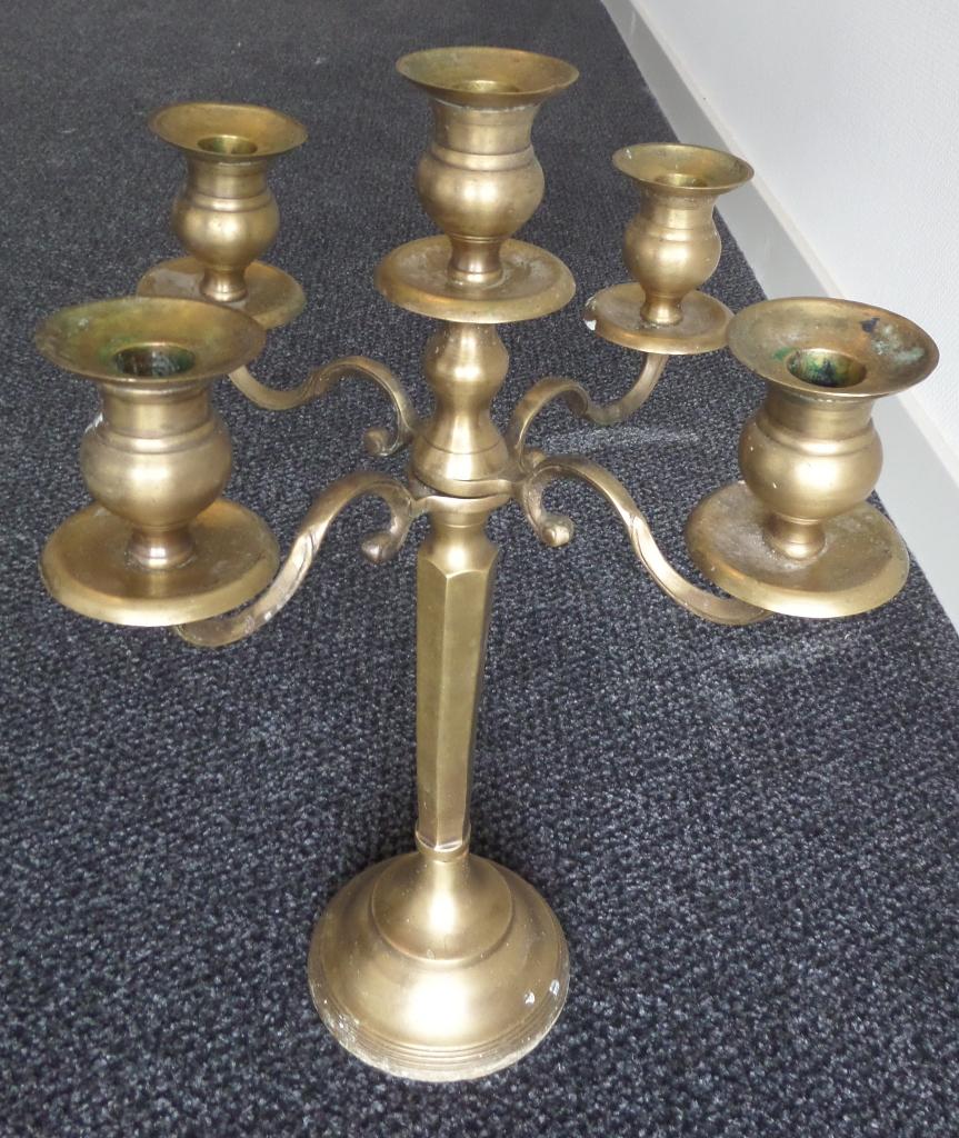 grote kerk kandelaar 5 armen. 42 cm. hoog​​, Antiek en Kunst, Ophalen of Verzenden