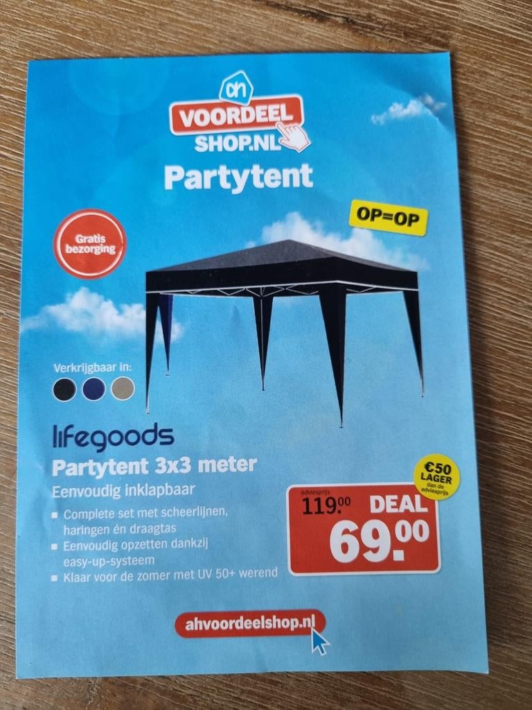 Partytent,  nieuw,  donkerblauw,  makkelijk inklapbaar, Tuin en Terras, Partytenten, Ophalen, Nieuw, Minder dan 5 meter
