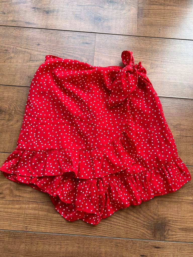 Loavies rode overslagrok met stippen, Kleding | Dames, Ophalen of Verzenden, Maat 34 (XS) of kleiner, Gedragen, Boven de knie