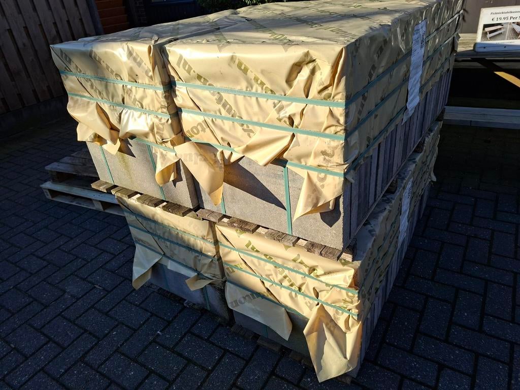 36 m2 betontegels grijs 50x50x5cm met facet OP IS OP, Ophalen, Nieuw, 10 m² of meer, Beton