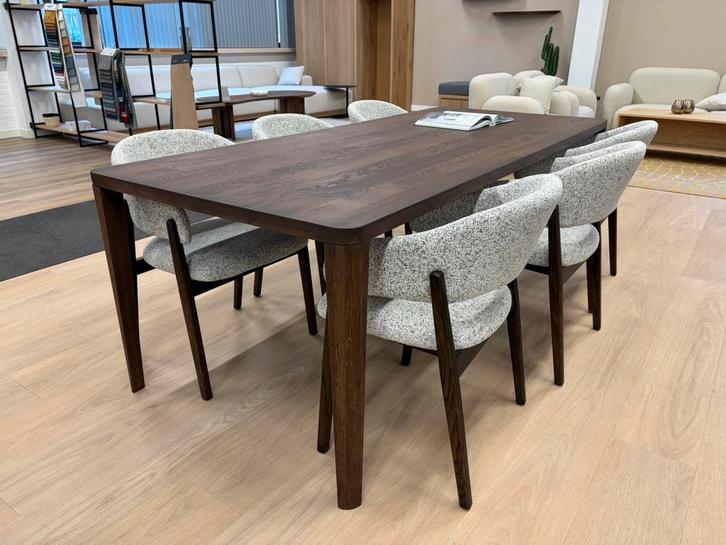 Unieke Eiken Eetkamerset – Design Tafel + 6 Stoelen - 220x95, Huis en Inrichting, Tafels | Eettafels, Nieuw, 50 tot 100 cm, 200 cm of meer