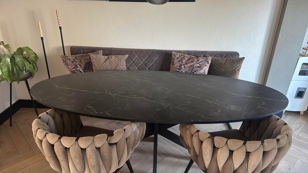 Eetkamertafel, Huis en Inrichting, Zo goed als nieuw, 150 tot 200 cm, Ovaal, 50 tot 100 cm