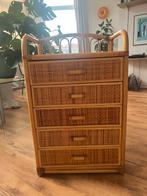 Retro rotan rieten ladekast, Huis en Inrichting, Kasten | Ladekasten, Ophalen, 50 tot 100 cm, Zo goed als nieuw, 3 of 4 laden
