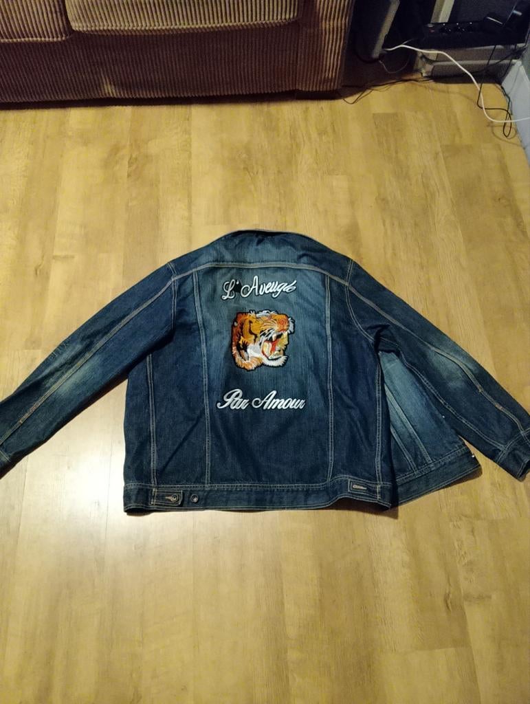 Gucci style spijkerjack xxl, Ophalen, Zo goed als nieuw, Maat 46/48 (XL) of groter, Blauw