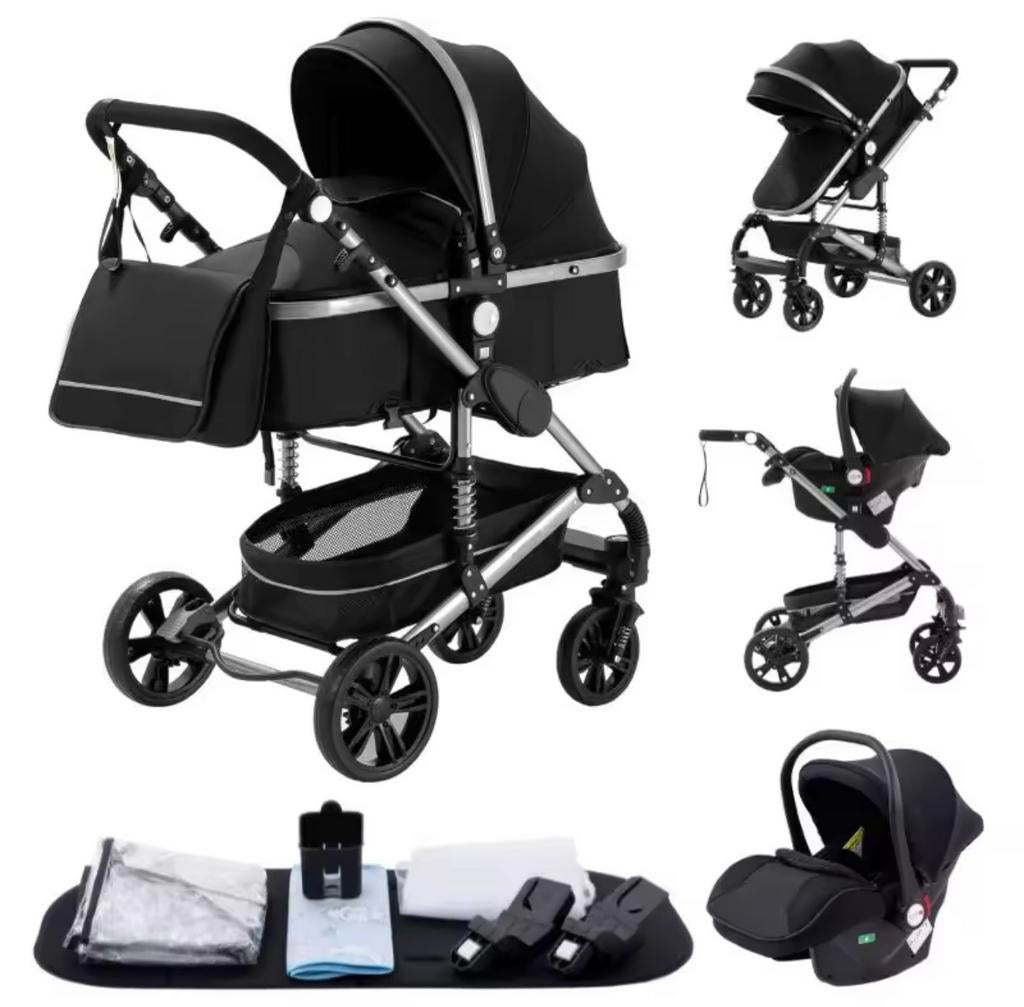 Kinderwagen 3 in 1 nieuw zwart toebehoren, Nieuw, Ophalen of Verzenden, Luchtbanden, Kinderwagen