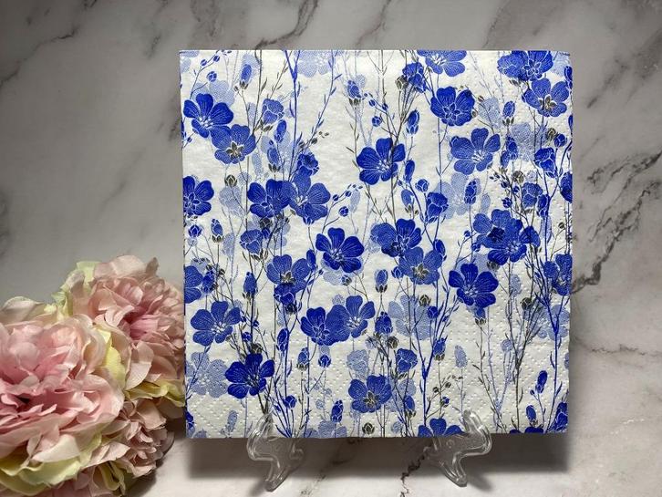 Knutsel servetten Delfts blauw kleine bloemen nr 641, Hobby en Vrije tijd, Knutselen, Nieuw, Materiaal, Ophalen of Verzenden