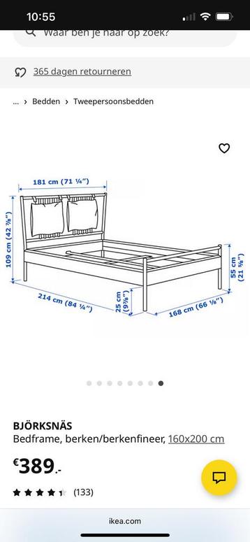 Ikea Bjorksnas bedframe, 160 cm - afbeelding 5