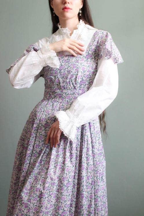 Vintage Cacharel x LIBERTY jurk of salopette S, Kleding | Dames, Jurken, Zo goed als nieuw, Maat 36 (S), Paars, Onder de knie