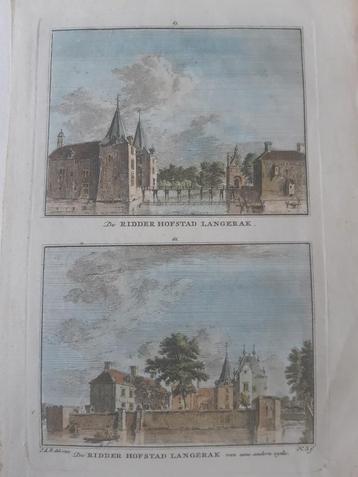 65-66 / Ridderhofstad Langerak Gekleurde kopergravure 1773 beschikbaar voor biedingen
