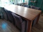 Teaktafel met stoelen, Huis en Inrichting, Tafels | Eettafels, Ophalen, Gebruikt, Teakhout, 200 cm of meer