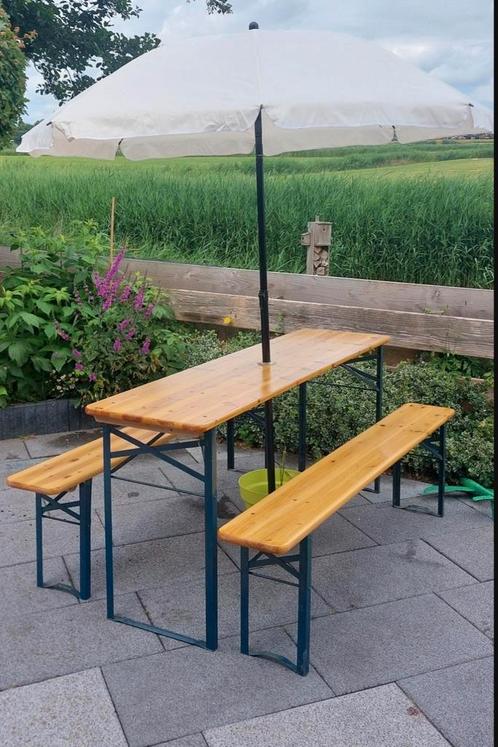 Biertafel set te huur, Tuin en Terras, Picknicktafels, Zo goed als nieuw, Rechthoekig, Ophalen