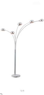 Booglamp 5-lichts zilver, z.g.a.n. met dimmer, Huis en Inrichting, Lampen | Vloerlampen, Ophalen, Zo goed als nieuw, Metaal, 150 tot 200 cm