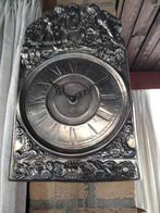 Antieke Tinnen Wandklok met Slinger, Gebruikt, Overige soorten, Elektrisch, Ophalen of Verzenden