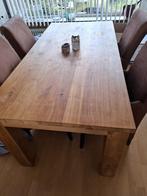 Eettafel met stoelen, Huis en Inrichting, Tafels | Eettafels, Ophalen, Gebruikt, Teakhout, 50 tot 100 cm
