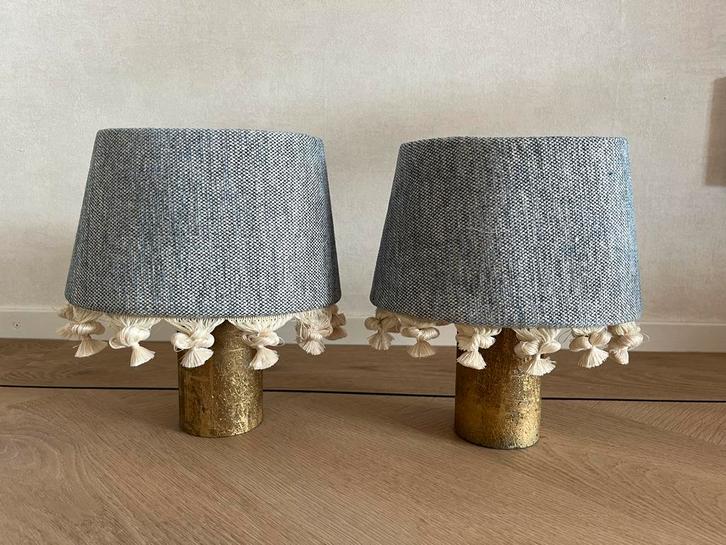 Set van 2 Boho-chique tafellampen, Huis en Inrichting, Lampen | Tafellampen, Zo goed als nieuw, Minder dan 50 cm, Stof, Ophalen of Verzenden