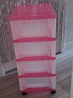 IRIS Design opberg 4 lades roze transparant met wieltjes, Huis en Inrichting, Kasten | Ladekasten, Ophalen, Kunststof, Zo goed als nieuw