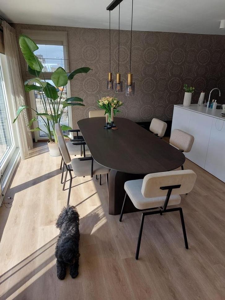 Studio Henk Eettafel - Eiken Gerookte Beits - Ovaal 280cm, Huis en Inrichting, Tafels | Eettafels, Gebruikt, 100 tot 150 cm, 200 cm of meer