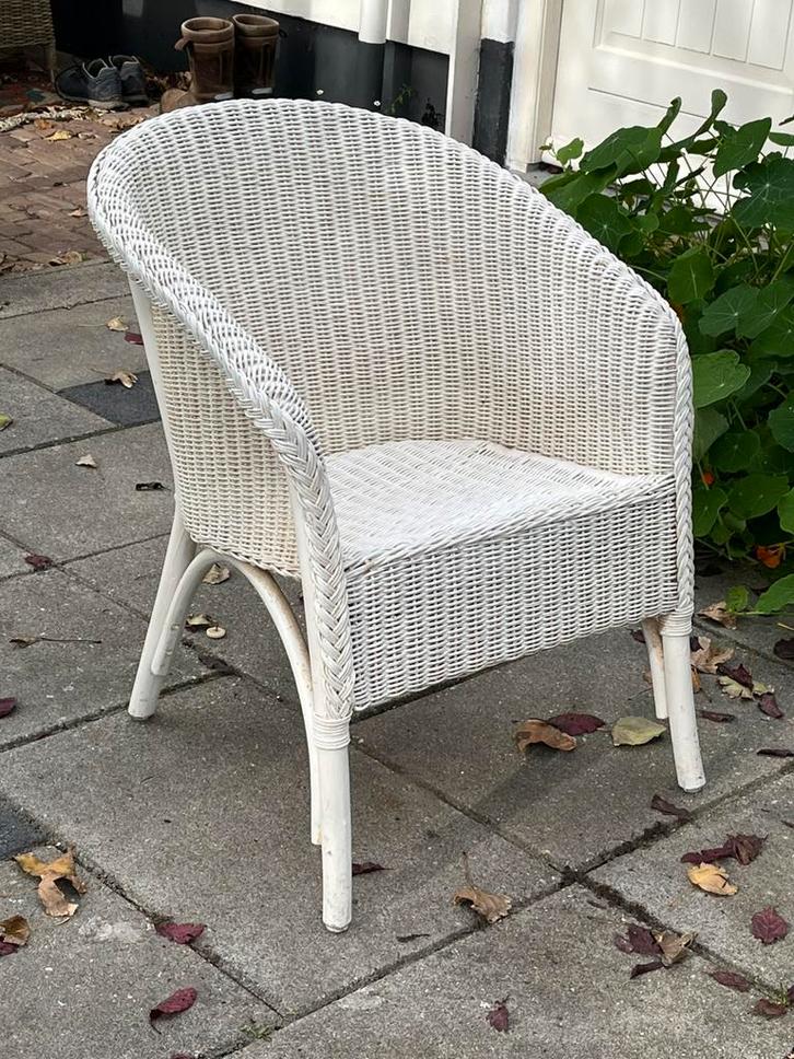Rotan stoeltje, Huis en Inrichting, Stoelen, Gebruikt, Eén, Riet of Rotan, Wit, Ophalen
