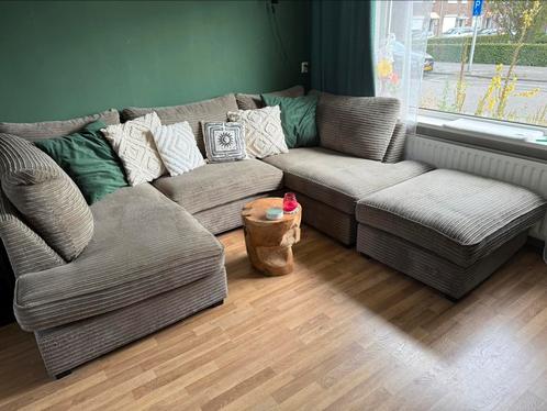 Rib bank U-vorm met hocker, Huis en Inrichting, Banken | Complete zithoeken, Zo goed als nieuw, Stof, Ophalen