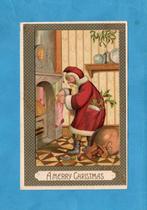 Mooie oude kerstkaart C015 - kerstman bij openhaard - 1911, Verzamelen, Ansichtkaarten | Themakaarten, Gelopen, Feest(dag), Voor 1920