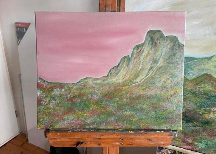 Berglandschap olieverf schilderij, Antiek en Kunst, Kunst | Schilderijen | Klassiek, Ophalen of Verzenden