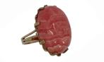 Rhodochrosiet robuuste gouden vintage dames ring klassiek, Ophalen of Verzenden, Goud, Ring, Met edelsteen