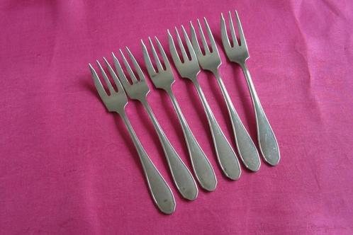 6 gebakvorkjes,taartvorkjes 11,4cm Gero Zilmeta 556 art deco, Huis en Inrichting, Keuken | Bestek, Gebruikt, Los bestek, Rvs of Chroom