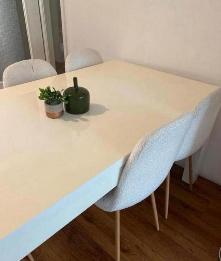 Ruime witte eettafel voor 8 personen, Huis en Inrichting, Tafels | Eettafels, Gebruikt, 50 tot 100 cm, 200 cm of meer, Vijf personen of meer