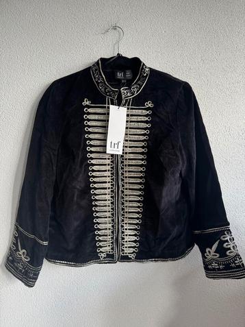 Zara zwarte fluwelen geborduurde getailleerde blazer beschikbaar voor biedingen