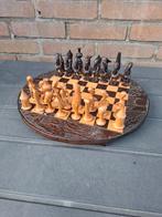 Vintage Afrikaans Makonde schaakspel met bord en houten stuk, Ophalen of Verzenden
