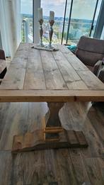 Houten kloostertafel met 6 stoelen, Huis en Inrichting, Tafels | Eettafels, Ophalen, 50 tot 100 cm, Zo goed als nieuw, Vijf personen of meer