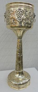Hele grote koperen bloempot met zuil, Antiek en Kunst, Ophalen of Verzenden