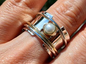 Vanoli 925 zilveren design ring met parel maat 18 beschikbaar voor biedingen