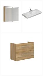 Nieuw badmeubel Mido compact met spiegelkast 80 cm warm eik, Huis en Inrichting, Badkamer | Badkamermeubels, Ophalen, Nieuw, 50 tot 100 cm