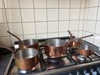 Franse Koperen Steelpannenset - 5 stuks, Ophalen, Gebruikt, Overige materialen, Pannenset