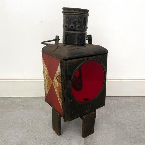 Vintage, oude, antieke seinlamp, Deutsche Bahn spoorweg lamp, Verzamelen, Spoorwegen en Tramwegen, Gebruikt, Trein, Overige typen