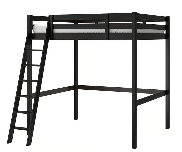 Ikea STORÅ hoogslaper, zwart, 140x200 cm, Huis en Inrichting, Slaapkamer | Stapelbedden en Hoogslapers, Gebruikt, Hoogslaper, 140 cm