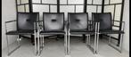 4 Arco Frame XL eetkamerstoelen, Gebruikt, Zwart, Leer, Ophalen of Verzenden