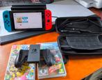 Nintendo Switch Jan 2025 + Mario Party & accessoires, Switch 2019 Upgrade, Met games, Met 2 controllers, Ophalen of Verzenden
