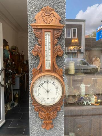 Antieke Barometer met Thermometer eiken aneroïde barometer beschikbaar voor biedingen