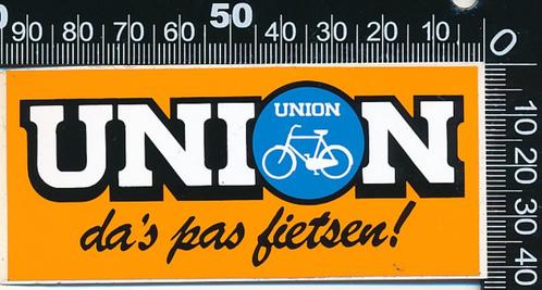 Sticker: Union - Das pas fietsen (Oranje), Verzamelen, Stickers, Zo goed als nieuw, Bedrijf of Vereniging, Ophalen of Verzenden