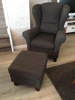 Mooie fauteuil met hocker kleur bruin, Huis en Inrichting, Fauteuils, Ophalen of Verzenden, Zo goed als nieuw, 75 tot 100 cm, 50 tot 75 cm