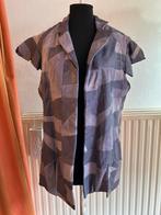 Vintage Leren Patchwork Gilet - Maat L, Blauw, Maat 42/44 (L), Ophalen of Verzenden, Jasje