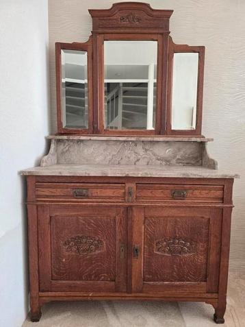 BIEDEN vanaf €225 Kaptafel* Marmerblad geslepen spiegelrand* beschikbaar voor biedingen