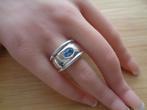 zilveren zware ring met blauwe spinel steen [522, Verzenden, Dame, Zilver, Zilver