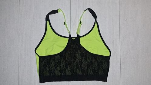 Neongele sporttop met kanten achterzijde (nieuw!), Kleding | Dames, Sportkleding, Nieuw, Maat 38/40 (M), Zwart, Verzenden