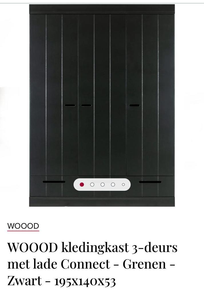 Woood zwarte kledingkast 3-deurs, Huis en Inrichting, Kasten | Kledingkasten, Zo goed als nieuw, 150 tot 200 cm, 100 tot 150 cm