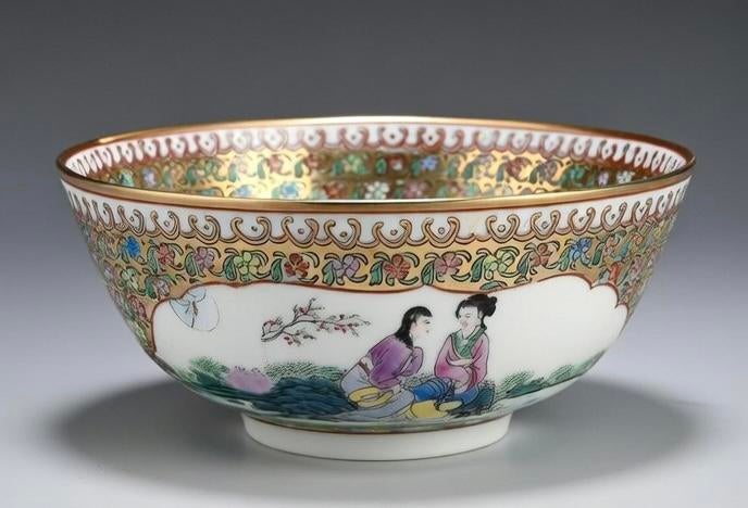 Antieke Chinese Famille Rose Kom - 19e Eeuw, Verzenden