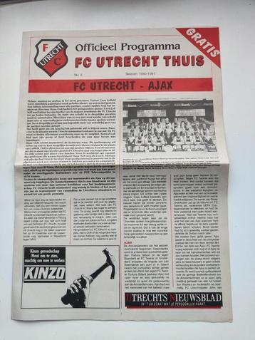 FC Utrecht - AJAX officieel programma seizoen 1990/91 beschikbaar voor biedingen